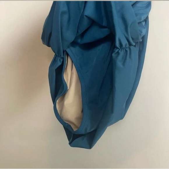 J. Crew Ruched One Shoulder One Piece Swimsuit Sz 6 Teal Blue New - Picture 3 of 12